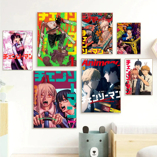 Anime Chainsaw Man Classic Vintage Posters HD Quality Wall Art Retro Posters for Home Room Wall Decor