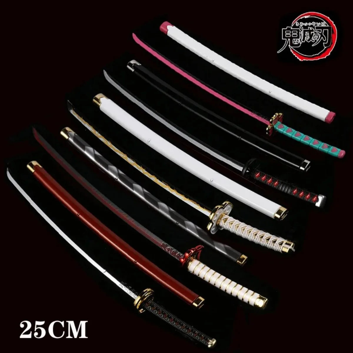 25cm Metal Katana Swords Anime Demon Slayer Metal with Sheath Sword Weapon Model Props Anime Accessories Toy Gift Home Decor