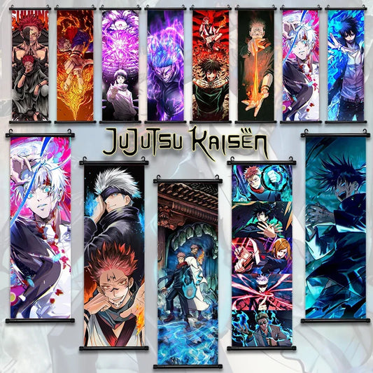 Anime J-Jujutsu Kaisen Character Gojo Satoru Room Home Decoration Mural Gift Hanging Scroll Print Canvas Poster Painting Decor