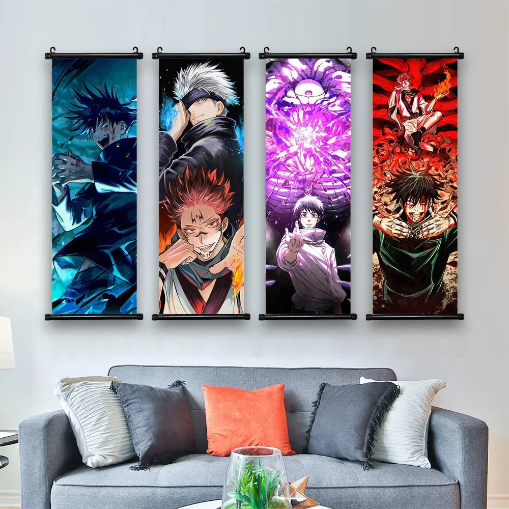 Anime J-Jujutsu Kaisen Character Gojo Satoru Room Home Decoration Mural Gift Hanging Scroll Print Canvas Poster Painting Decor