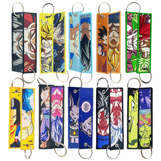 Dragon Ball Embroidery Cool Keychain Lanyard Anime Manga Series Badge Holder USB Pendant Portable Key Lanyard Accessories