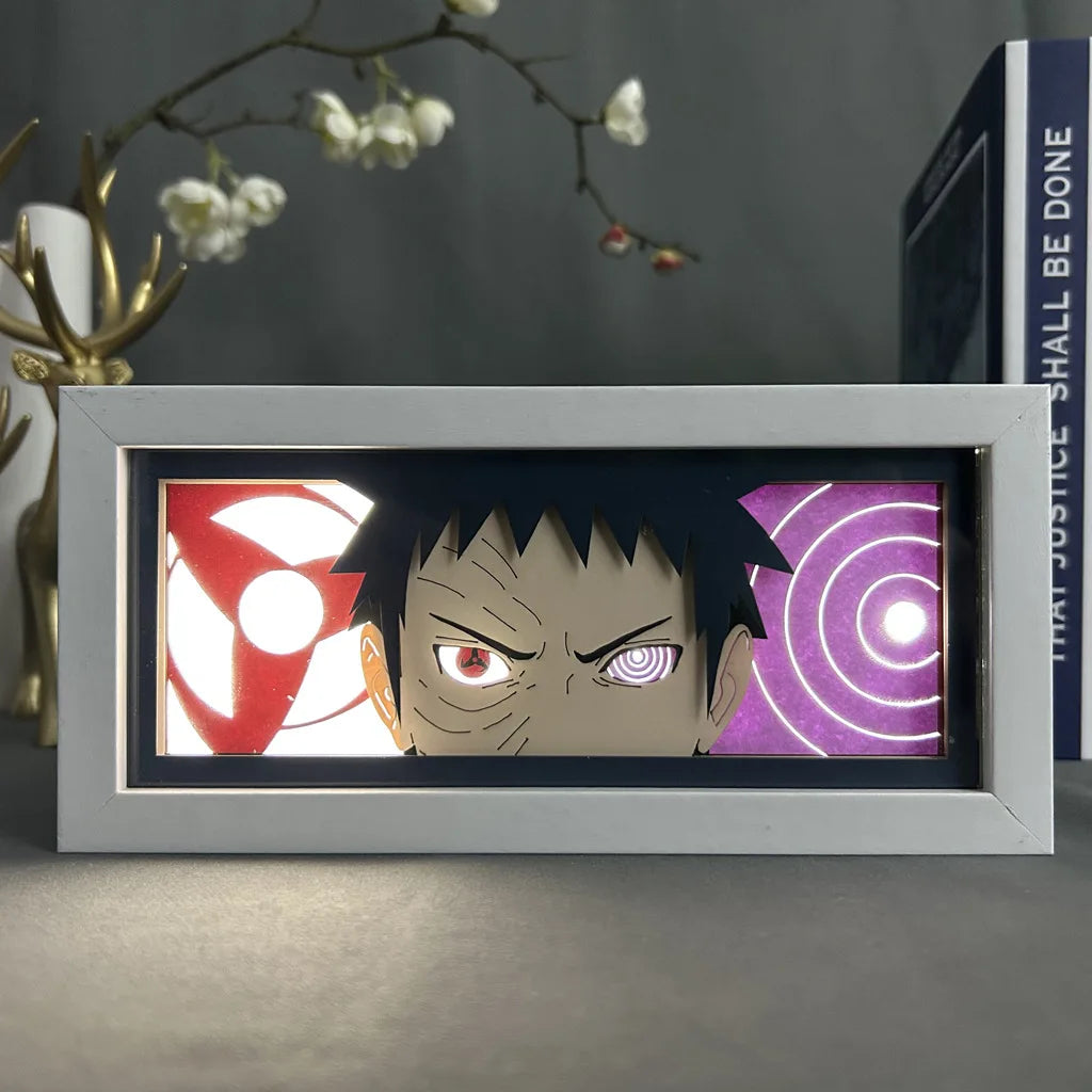 Naruto Akatsuki Anime 3D Photo Frame Light Manga Night Light Laser Carving Paper Lamp Light Box Table Lamp Room Decoration Gift