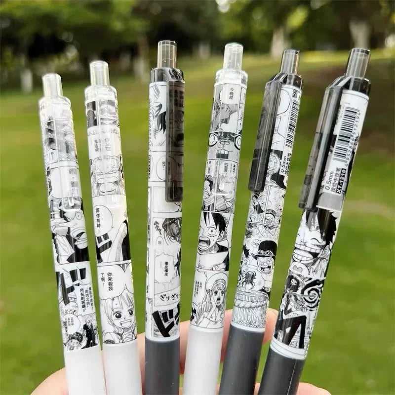 6Pcs Anime ONE PIECE 0.5mm Pens Luffy Zoro Sanji Nami Usopp Robi Gel Pens School Office Stationary Supplies Gifts Kids Toys