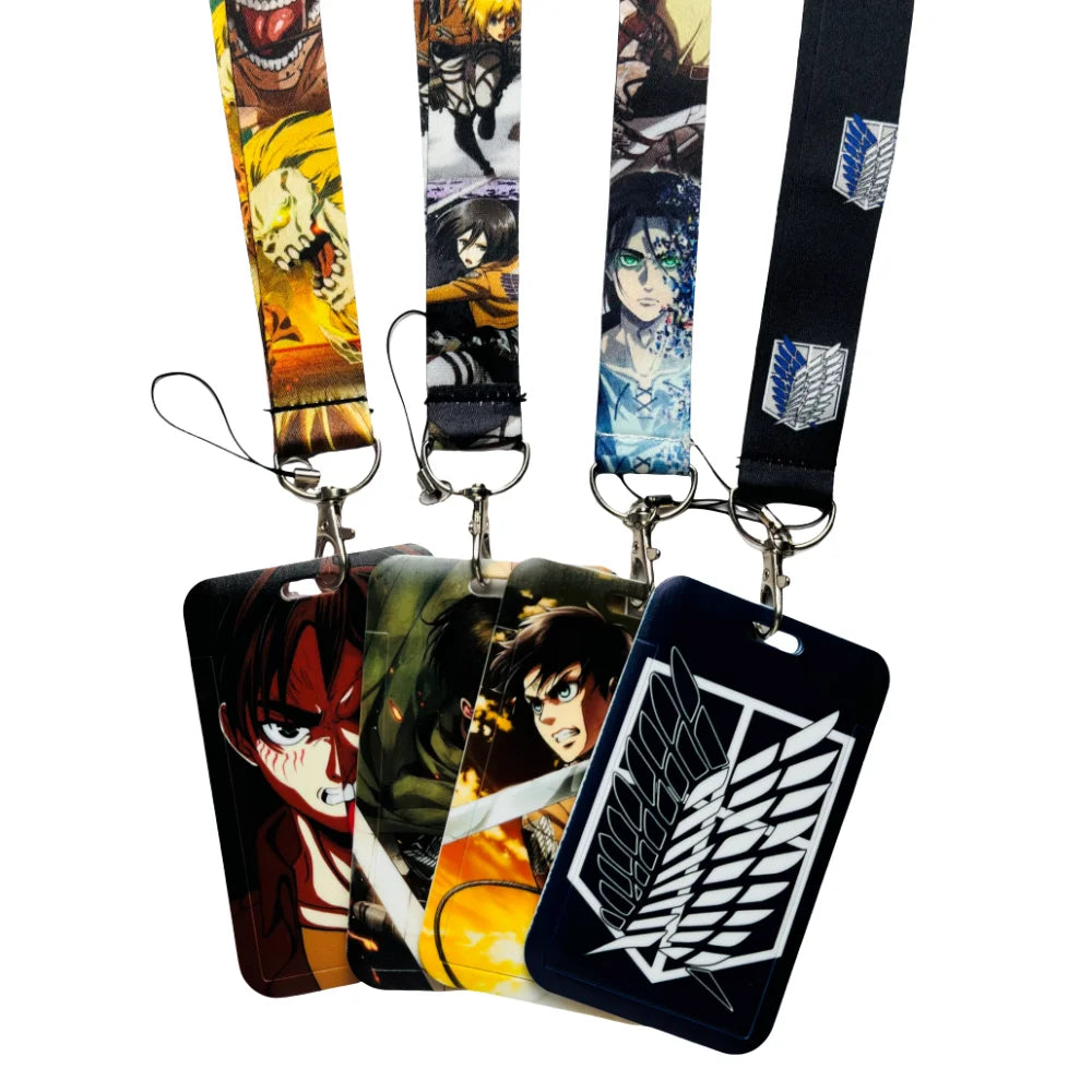 Anime Characters Card Holder Lanyards Keys Neck Strap Card Badge Keychain ID Credit Bus Card Cover Hang Rope Lariat Lanyard