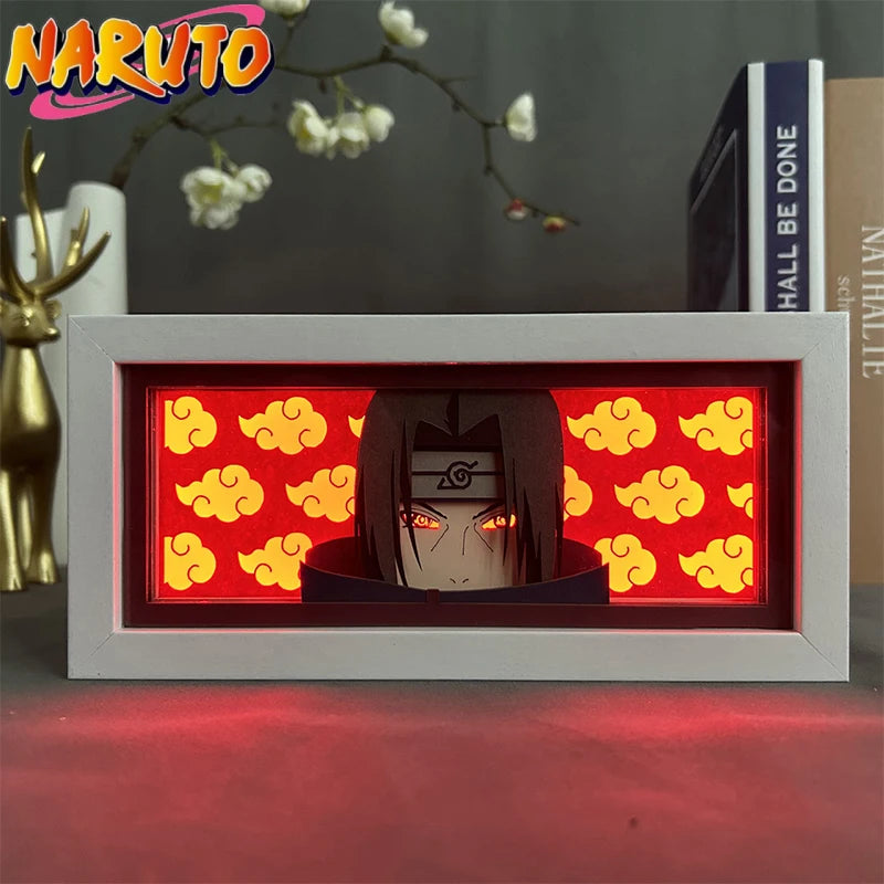 Naruto Akatsuki Anime 3D Photo Frame Light Manga Night Light Laser Carving Paper Lamp Light Box Table Lamp Room Decoration Gift